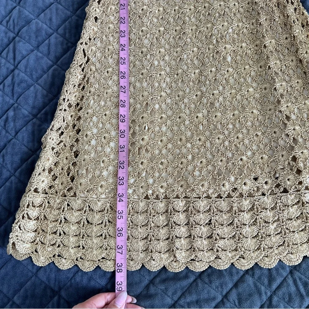 Diane Von Furstenberg Crochet Dress Women’s Medium Metallic Gold B6 - Picture 8 of 11